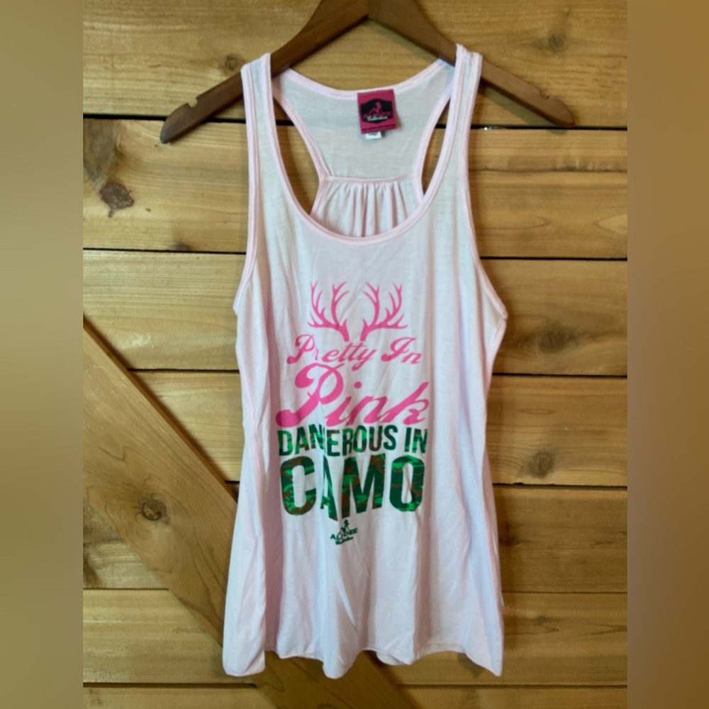 Ali Dee Light Pink Racerback Graphic Tank Top